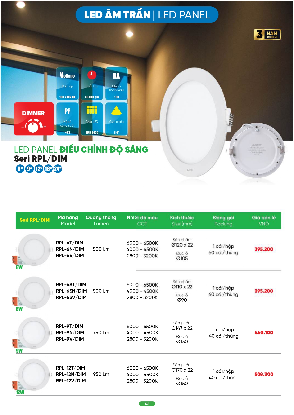 Bảng giá đèn LED MPE 2026